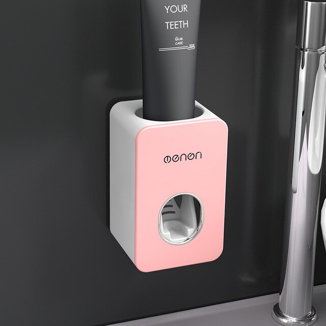 Badkamer Accessoires Set Automatische Tandpasta Dispenser Stofdicht Tandenborstelhouder Wall Mount Tandpasta Squeezers Zwart/Grijs: Roze
