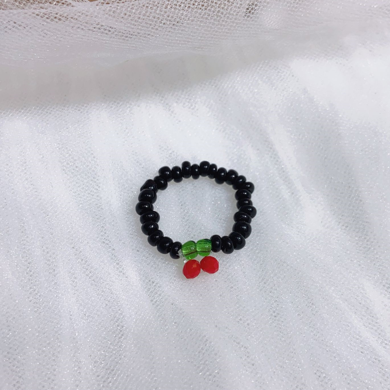 Donarsei zdobione paciorkami w stylu Boho Red Cherry naszyjnik dla kobiet śliczne Handmade owoce małe koraliki Chokers naszyjniki biżuteria Boho: black ring