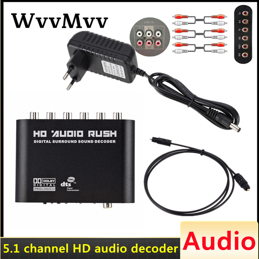 Decodificador de Audio Dolby Digital 5,1 Dts/Ac-3, amplificador óptico a 5,1 canales RCA, convertidor analógico, adaptador de Audio de sonido para Audio de TV