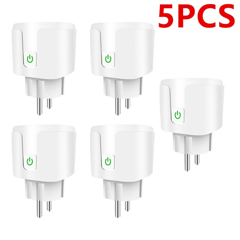 16A 220V Adapter Tuya Wifi Eu Smart Plug Draadloze Afstandsbediening Voice Control Power Monitor Timer Socket Voor Google Thuis alexa: 5PCS