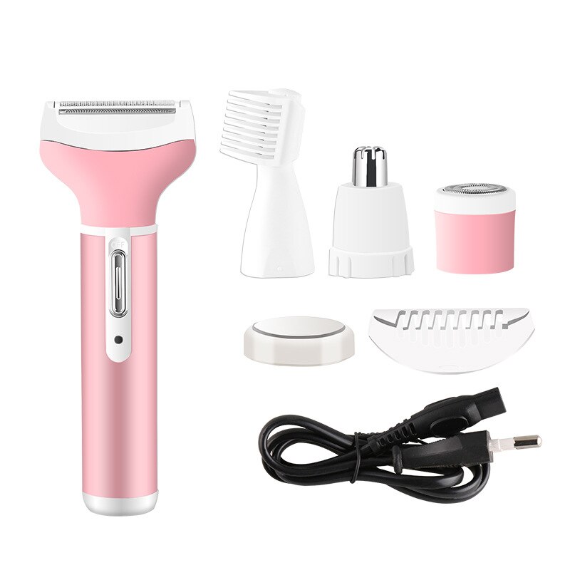 Kemei multifunctionele 4 in- in-1 oplaadbare scheerapparaat voor vrouwen, baard, wenkbrauwen, neustrimmer, elektrisch scheerapparaat, oksel-epilator