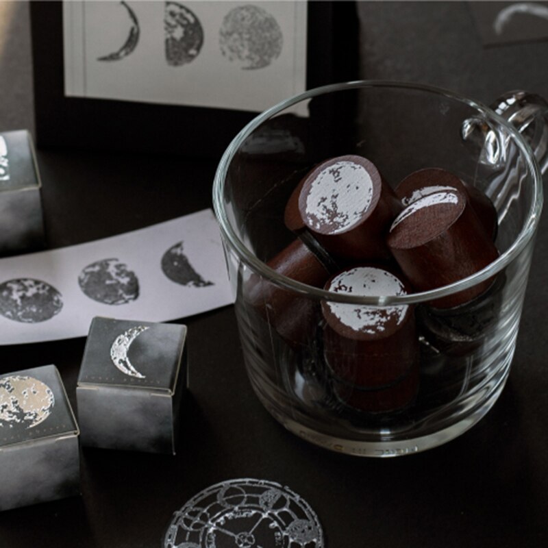 Vintage maanserie ins stijl decoratie stempel houten rubberen stempels voor scrapbooking briefpapier diy knutselen standaard stempel