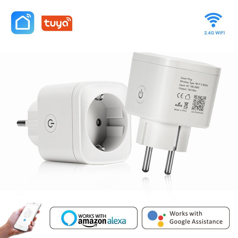 Tuya WIFI Smart Plug 16A EU WiFi Socket Work With Alexa Google Home Adaptor Wireless Remote Voice Control Smart Home Products
