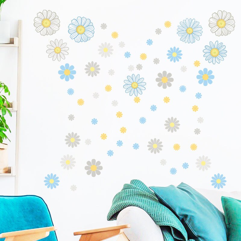 Decoración de pared con flores pequeñas para habitación de niños, arreglo de pared de dormitorio, bricolaje, de varias formas, 116 piezas