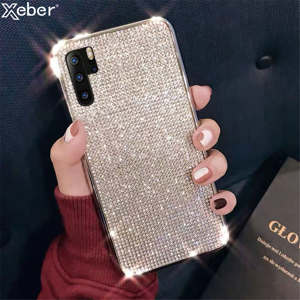 Funda de teléfono de brillante con diamantes de imitación para Huawei Nova 7 6 SE 5 5i Pro 4 4E 3i Honor 30 30s 20 9X Pro, funda de silicona suave con diamantes