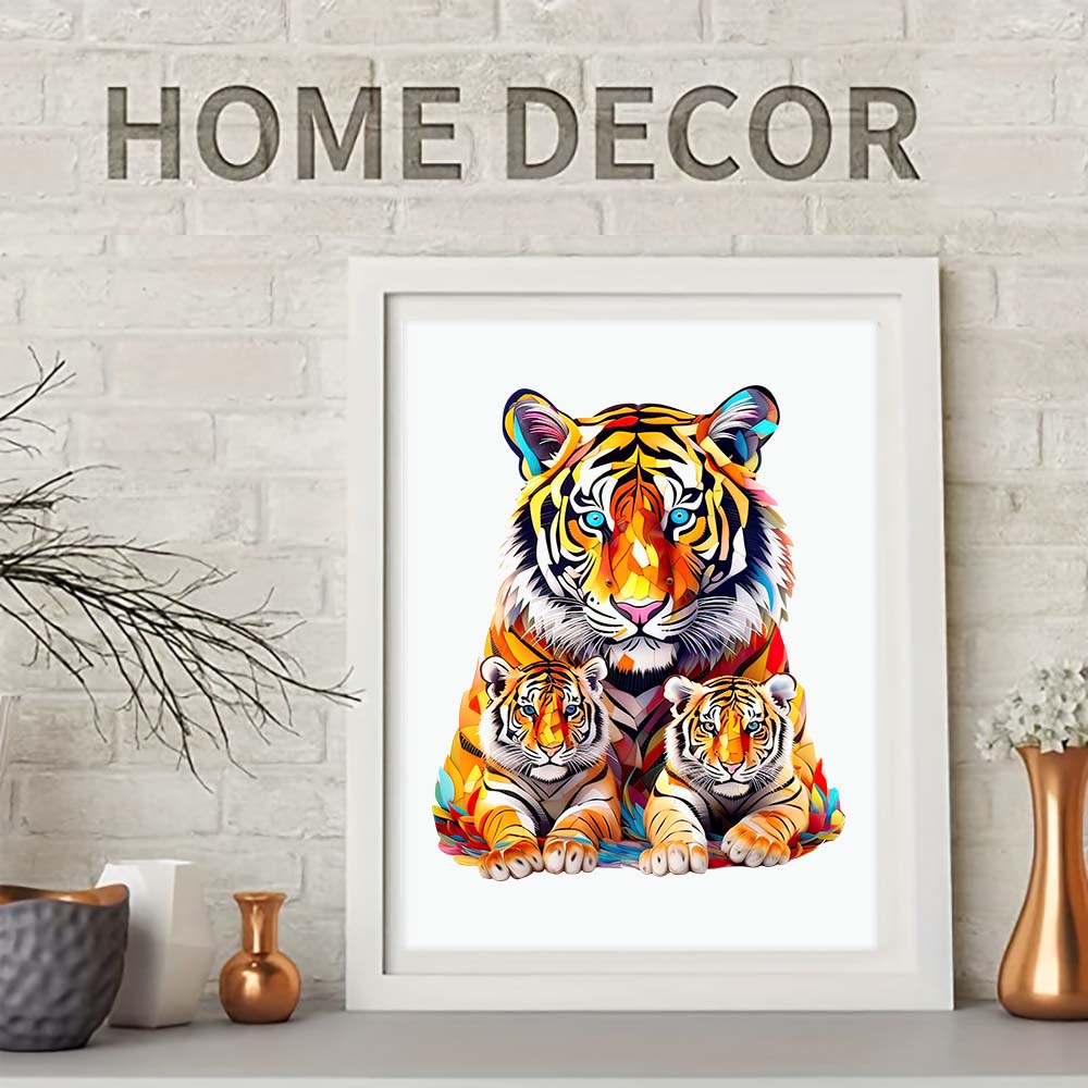 Wooden jigsaw Tiger Box Beautiful for Thanksgiving Irregular shaped animal jigsaw Christmas for adult stress reli