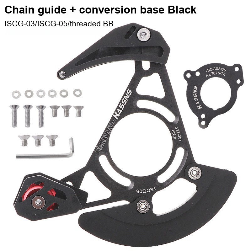 HASSNS mtb kettinggeleider ISCG05 03 BB Mount Fietsketting guard protector Fiets Enkel Kettingblad 32 T 34 T 36 T 38 T Tandwiel Plaat: Blauw