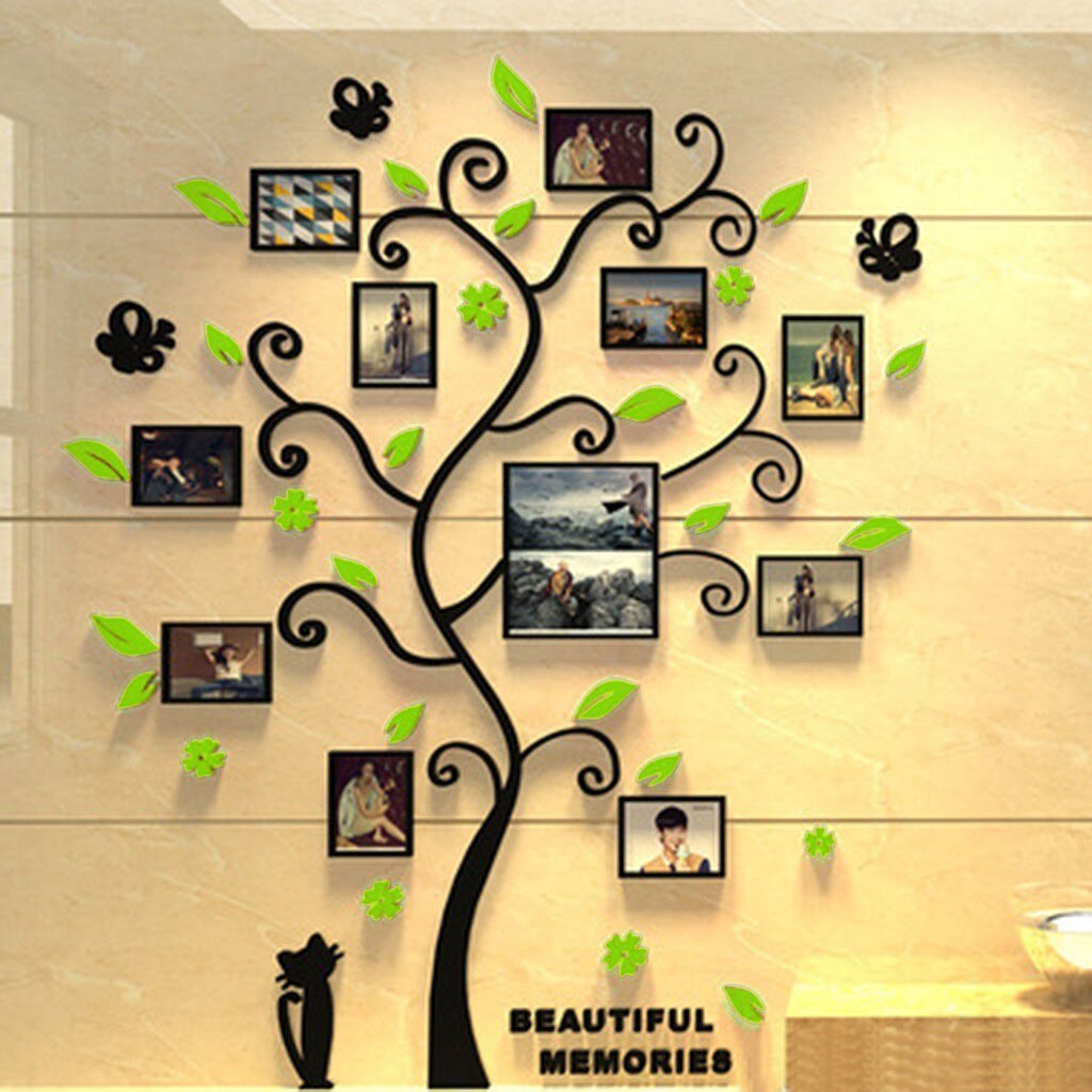 40# 3D DIY Photo Frame Tree PVC Wall Decal Family Sticker Mural Art Home Room Decor Children Baby Photos Picture Frame Decor: D