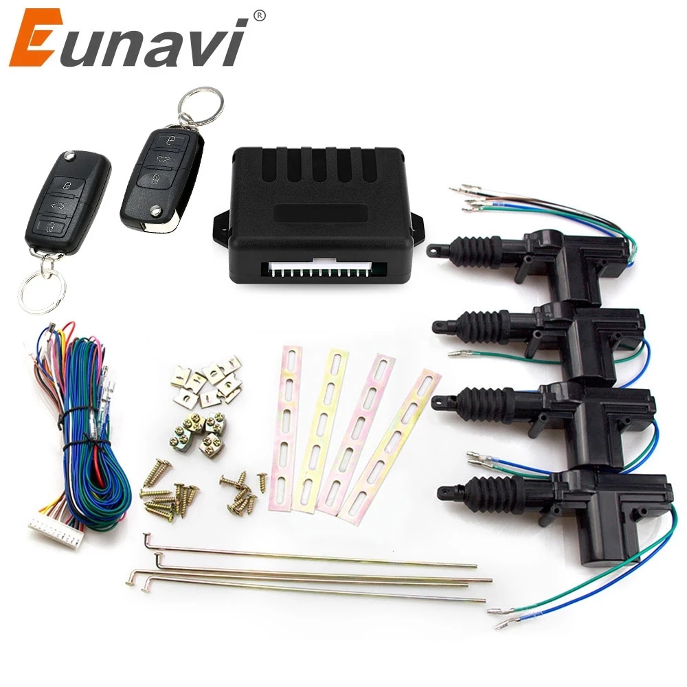 Eunavi Universele Auto Deurslotaandrijving 12 V Motor (4 Pack) auto Afstandsbediening Centrale Vergrendeling Keyless Entry System