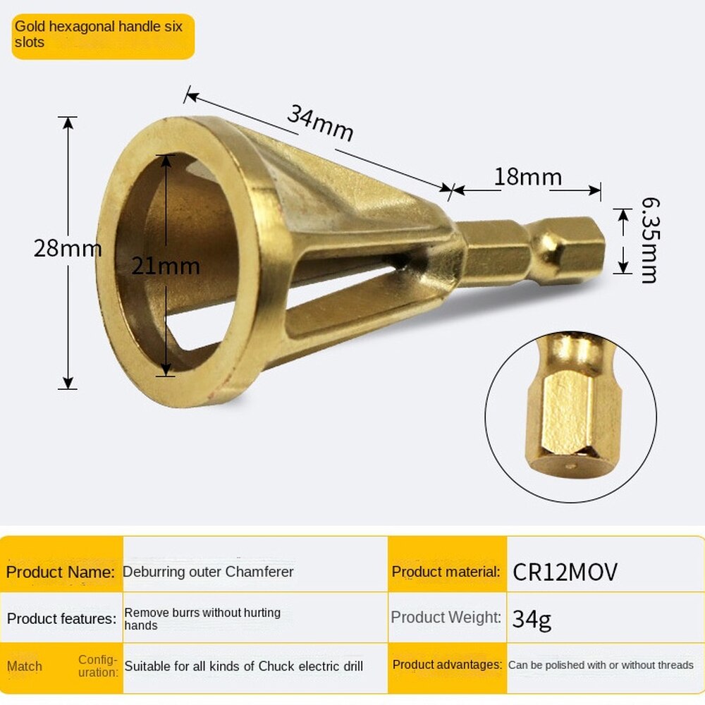 Drill Bits Deburring External Chamfer Tool Stainless Steel Remove Burr Tools for Metal Drilling Tool Hexagonal Triangular Shank: 4
