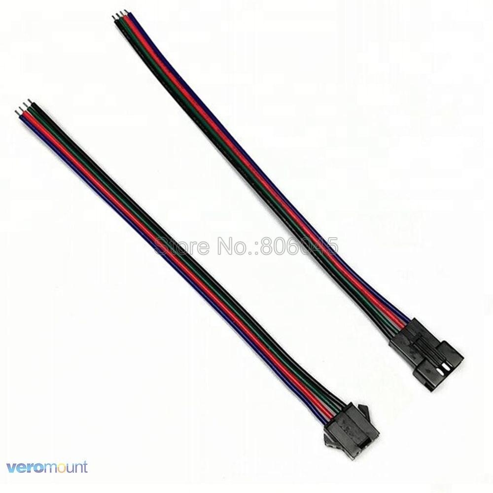 10-100 Pairs 4Pin 4-Pin JST SM Connector Male to Female SM Plug Connector 15cm Cable for 5050 3528 2801 8806 RGB LED Strip Light