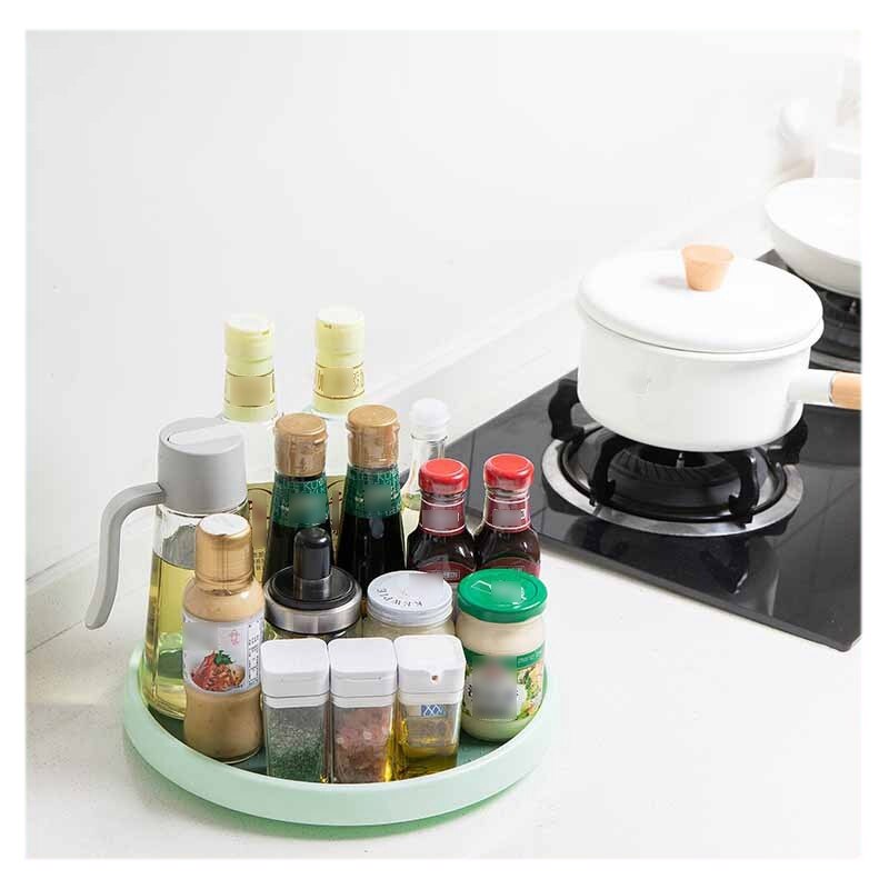 360 Rotation Spice Rack Pantry Cabinet Turntable with Wide Base Storage Tray Organizer for Kitchen Seasoning 23cm