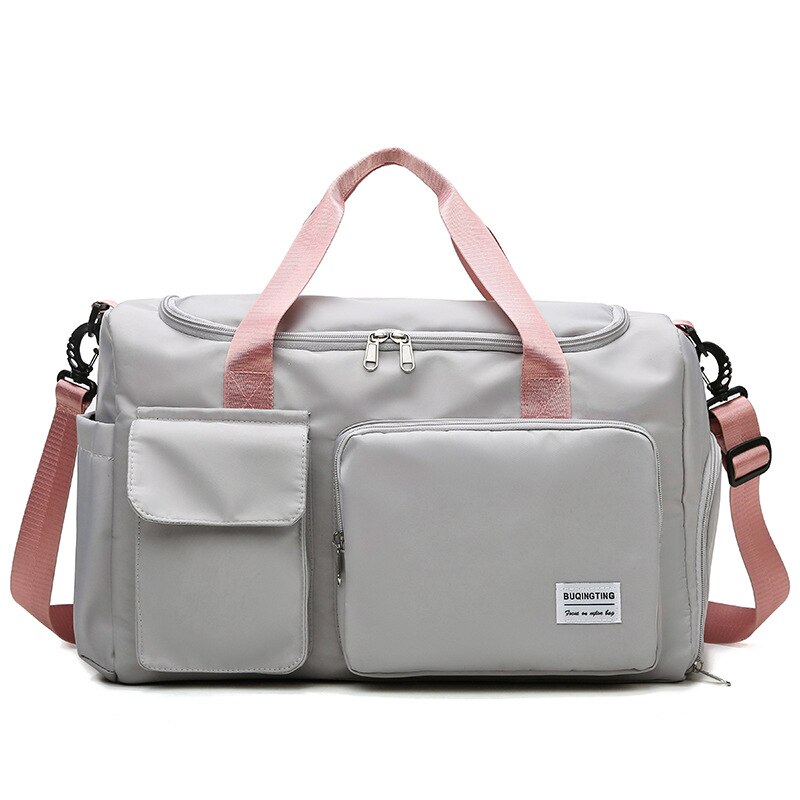 Casual Summer Nylon Travel Bag Woman Handbags Multifunction Wet Dry Separation With Shoe Position Sports Bag Large Travel Bags: gray