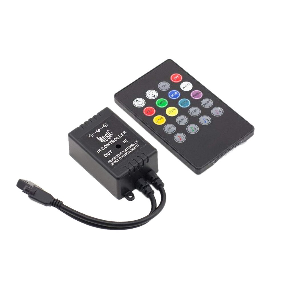 Musik rgb controller dæmper led strip lys 20 nøgle fjernbetjening stemme sensor controller til smd 5050 3528 led tape lys