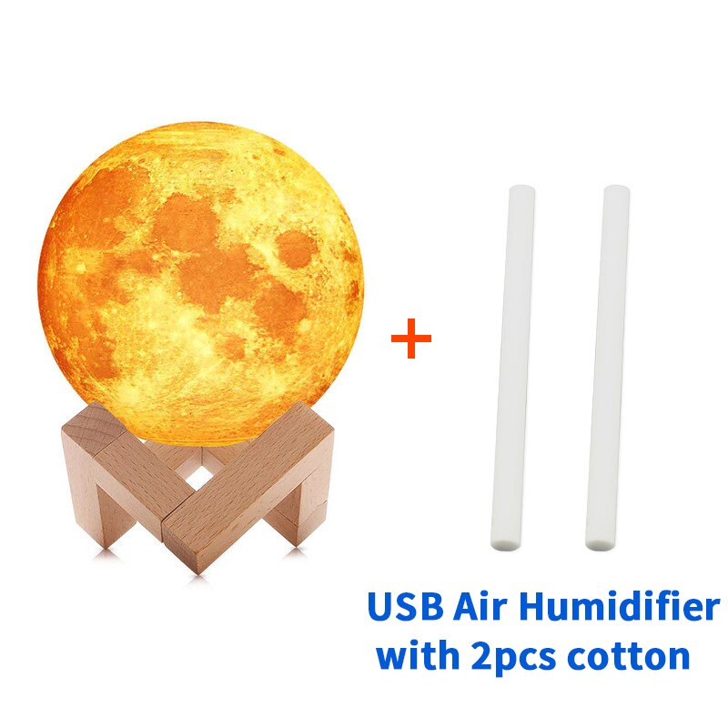Ultralyd luftfugter 880ml usb luftfugter 3d måne led natlampe kølig tåge luftrenser til hjemmebil увлажнитель воздуха: Usb luftfugter 2 stk