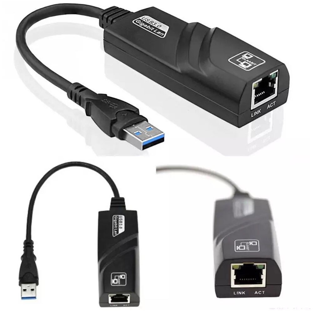 Fast Gigabit Black Plug And Play Computer USB3.0 To RJ45 Laptop Accessory High Speed Transmission Easy Install Network Adapter