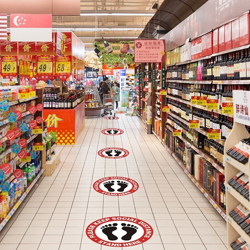 Keep Your Distance Safety Floor Sign Social Distance Circular Floor Sticker Anti Slip Mat