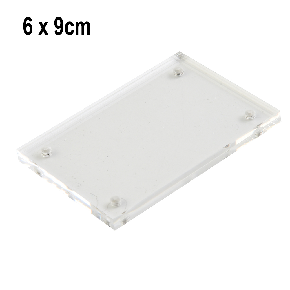 Cadre Photo magnétique Transparent en acrylique, porte-carte Photo autoportant, présentoir de bureau magnétique: YELLOW
