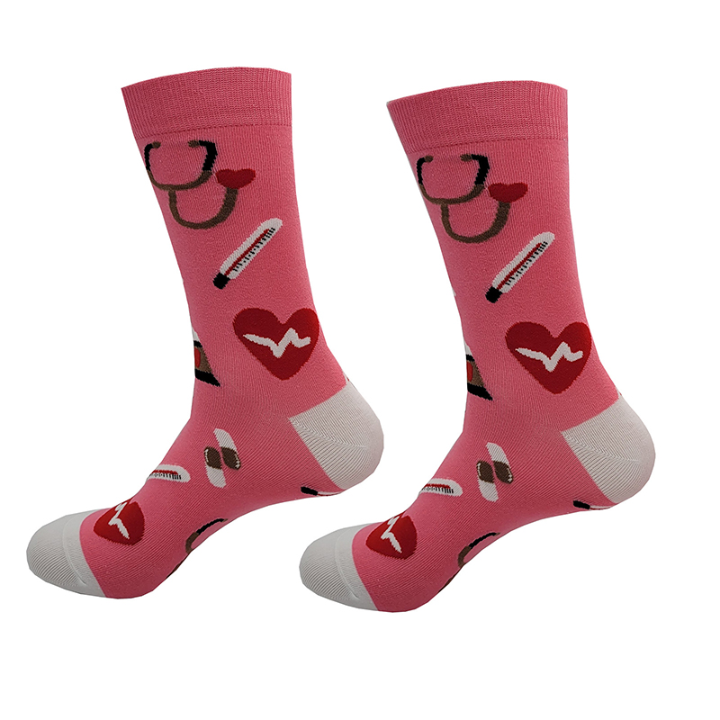 Doctor Nurse Print Greys Anatomy Cotton Socks Casual Breathable Soft Funny Novelty Middle Tube Sock For Friends: Orange