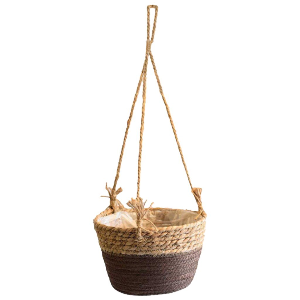 Seagrass Wicker Basket Wicker Basket Flower Pot Folding Basket Dirty Basket Stor Garden Flower Vase Foldable Flower Pots: Silver 