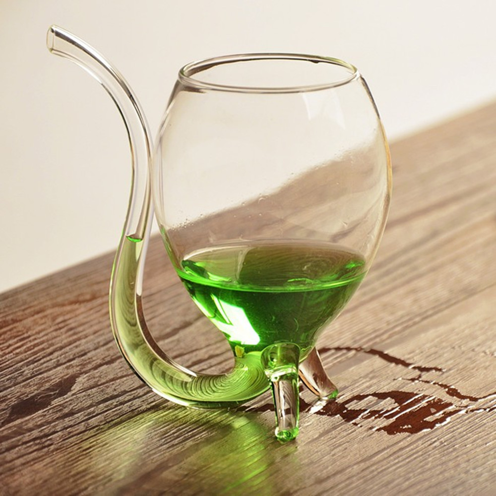 Beger glass krus med sugerør til kald drikke hjemmebruk og fest natt bar drikke vin glass juice glass ekorn kopp