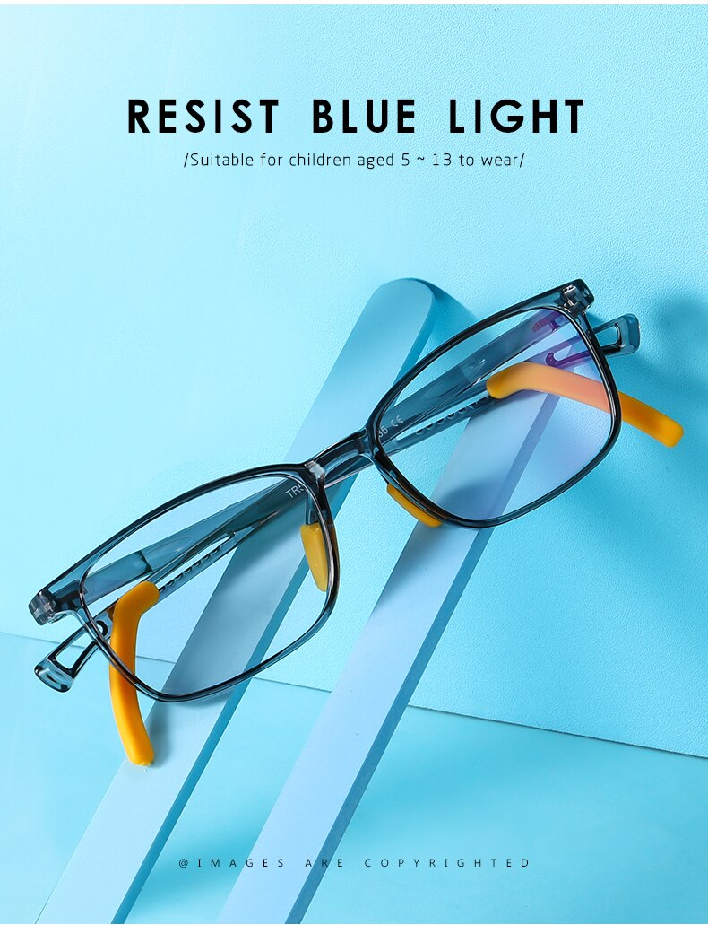 Square Anti Blue Light Kids Glasses Computer Boy Girls Tranparent Flexible Optical Frame Anti Reflective UV400 Eyeglass