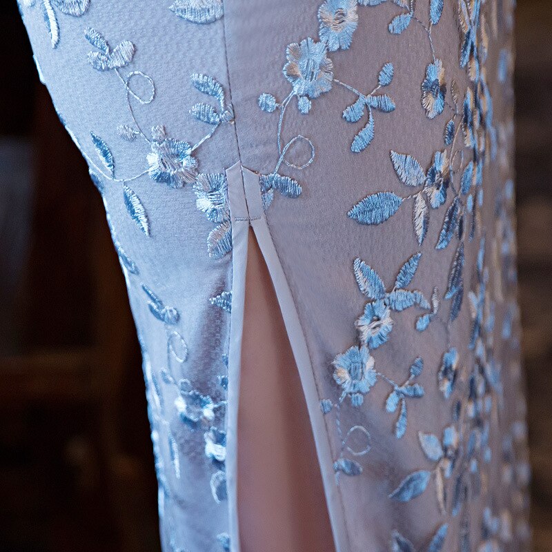 Sexy Dames Lange Cheongsam Borduurwerk Chinese Traditionele Qipao Zomer Vintage Elegante Qipao Jurken