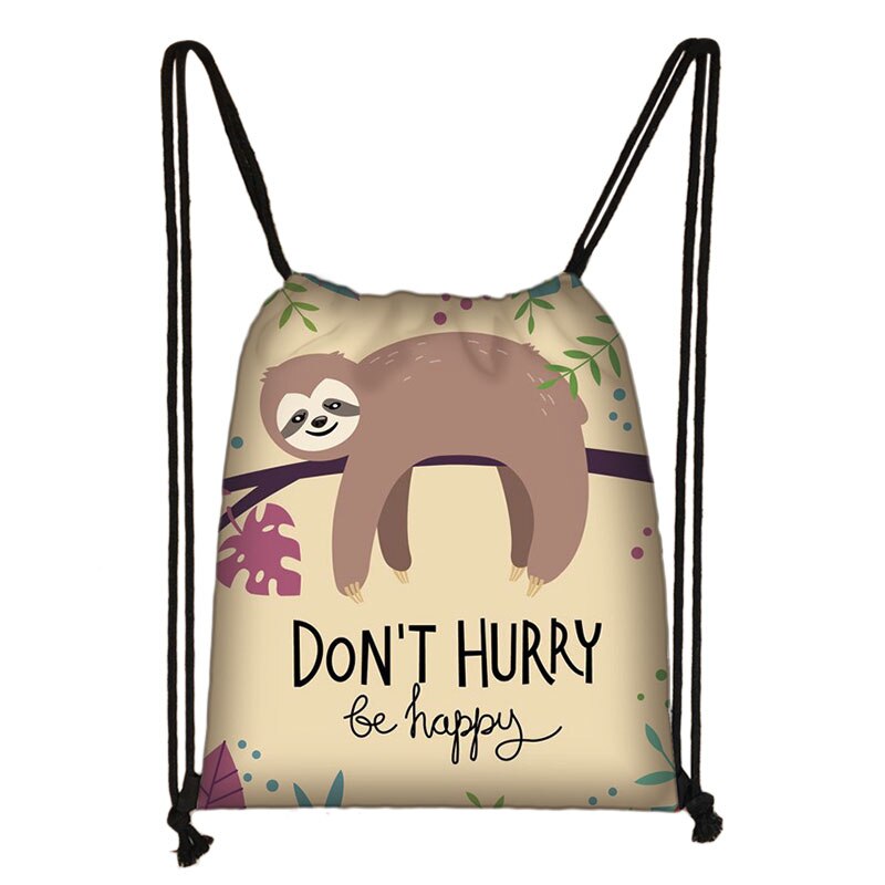 Cute Animal Sloth Print Drawstring Bag Ladies Storage Bag Women Shopping Bags Teenager Boys Girls Backpack Bookbag: skdsloth18