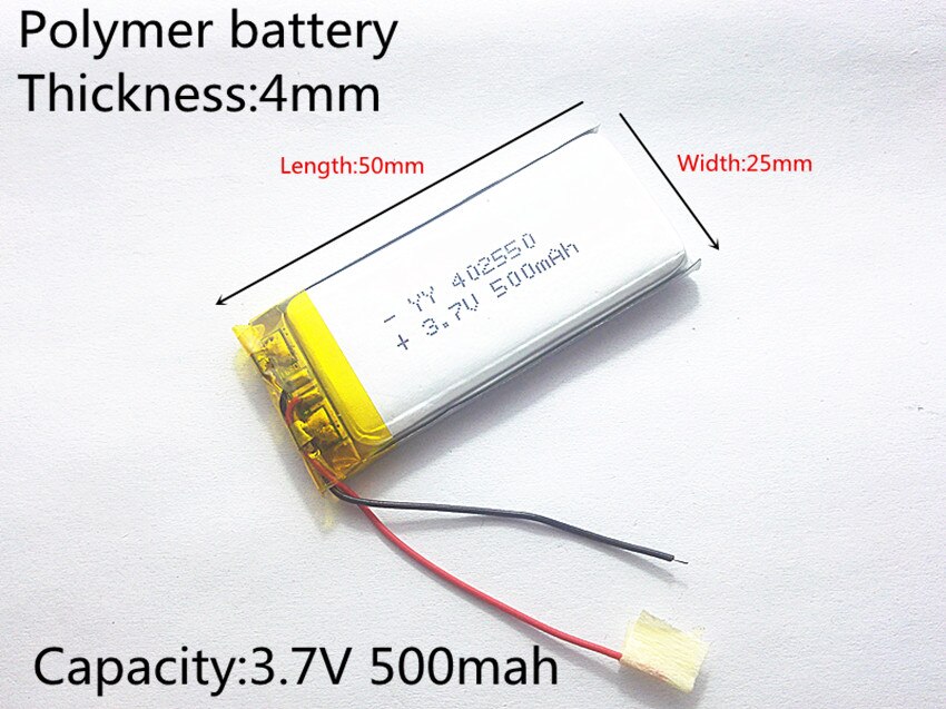 Batería de polímero de iones de litio para GPS,mp3,mp4,mp5,dvd,bluetooth, modelo de juguete móvil, 3,7 V,500mAH,402550 PLIB