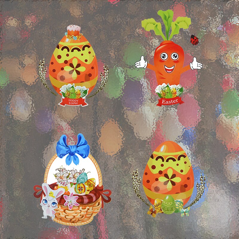 10pcs DIY Happy Easter Sticker Cartoon Bunny Carrot Eggs Face Sticker Happy Easter Party Supplies Classroom Children Activity 75