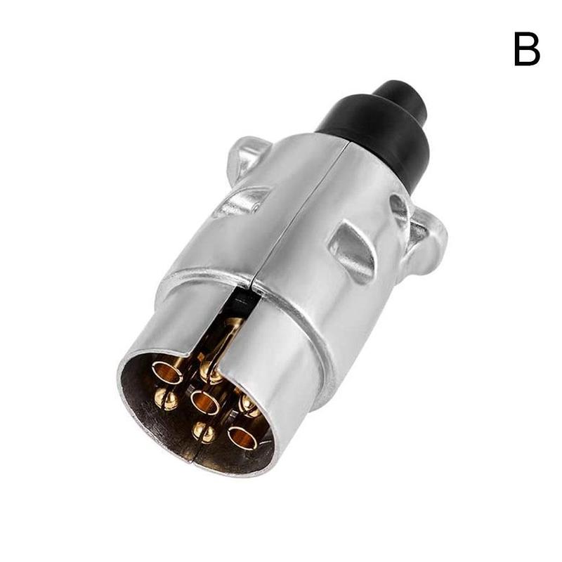 1pcs 2 In 1 Metal Trailer Connector Car Electric Accessories 7 Pin Round Shape Plug Adapter Converter Kits Towing Supply Power: B