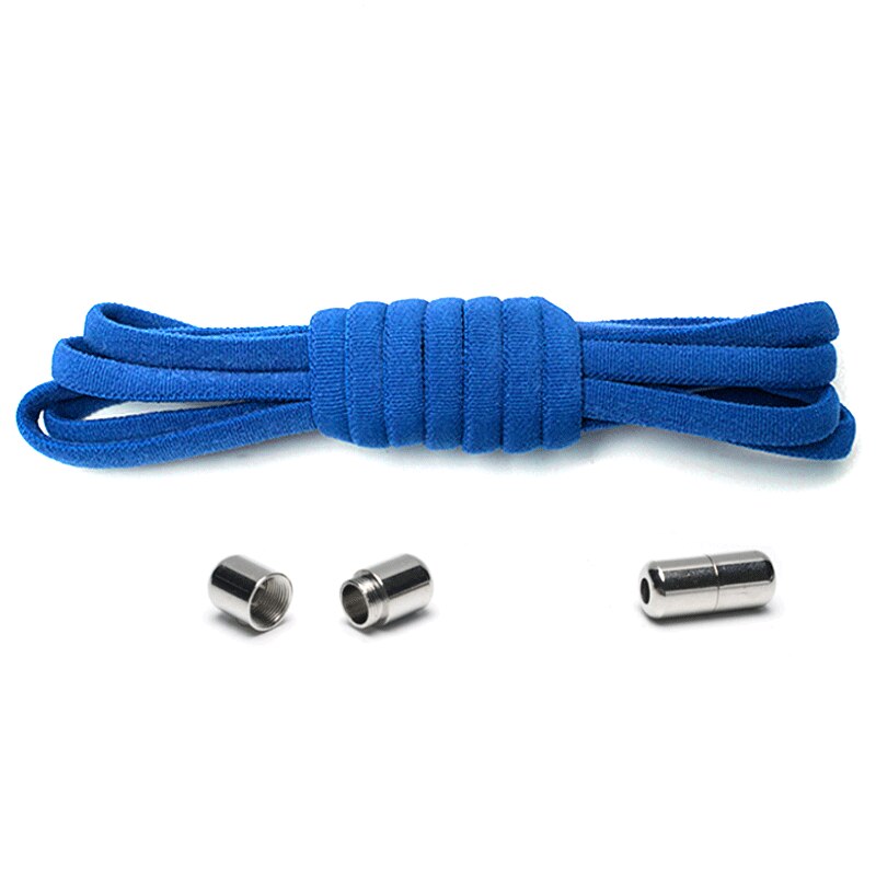 Cordones elásticos redondos sin lazos para niños y adultos, zapato Unisex, cordones para zapatillas, Color sólido, cierre rápido, 1 par: 14 Blue