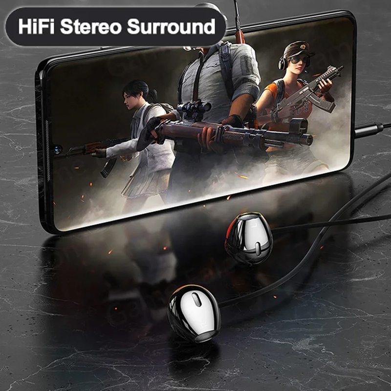 Type-C in-ear bedrade karaoke-hoofdtelefoon 3,5 mm stereo muziek oordopjes Handenvrije headset-oortelefoon met microfoon