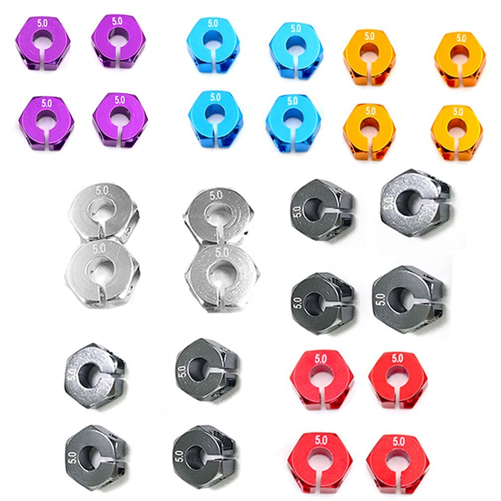 4 stks/partij 5mm Dikke 12mm Aluminium Wiel Hex Moer Met Pins Drive Hubs 102042 Upgrade Onderdelen Voor 4WD RC Auto Himoto