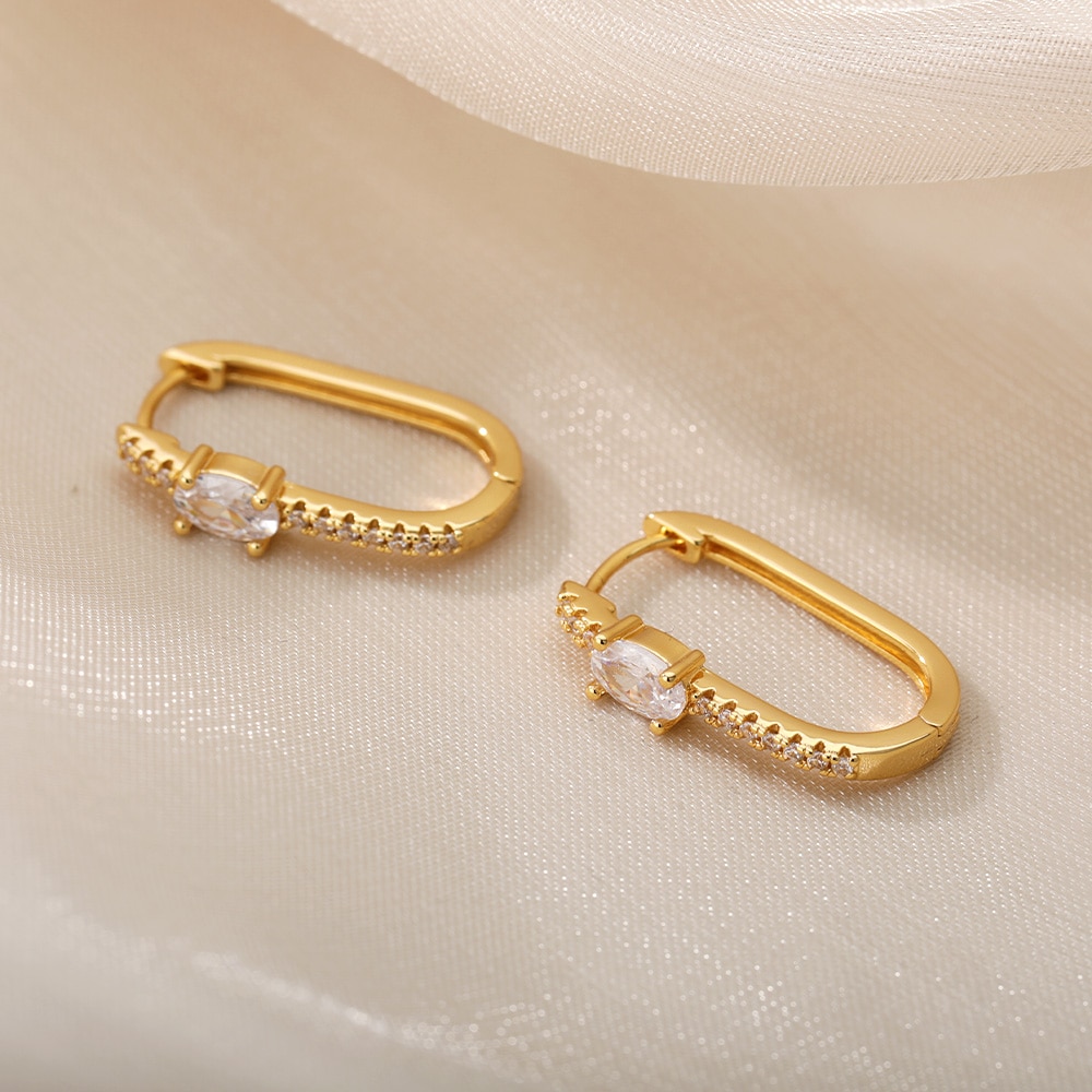 Brincos de aço inoxidável para mulheres minimalista zircão de ouro em forma de flor redonda brincos piercing boho jóias presente bijoux femme