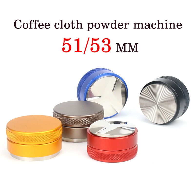 51/53mm Adjustable 304 Stainless Steel Coffee Espresso Tamper Macaron Convex Four Angled Slopes Base Trefoil Distribution Tool