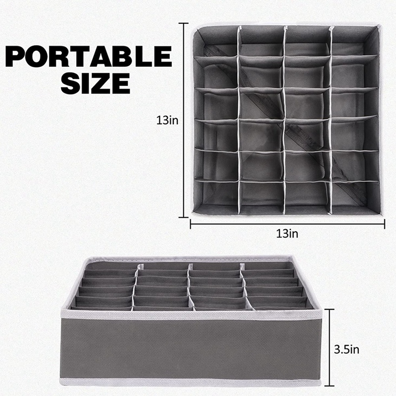 Organiser Divider Pack of 2 - Foldable Wardrobe Organiser with 24 Cells - Fabric Drawer Divider for Storage Baby Clothes