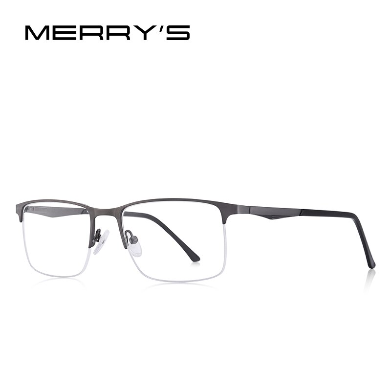 MERRYS-gafas de sol cuadradas para hombre, anteojos masculinos de , Montura de gafas de aleación de titanio, para miopía, graduadas, ultralivianas, S2059: C02 Gray