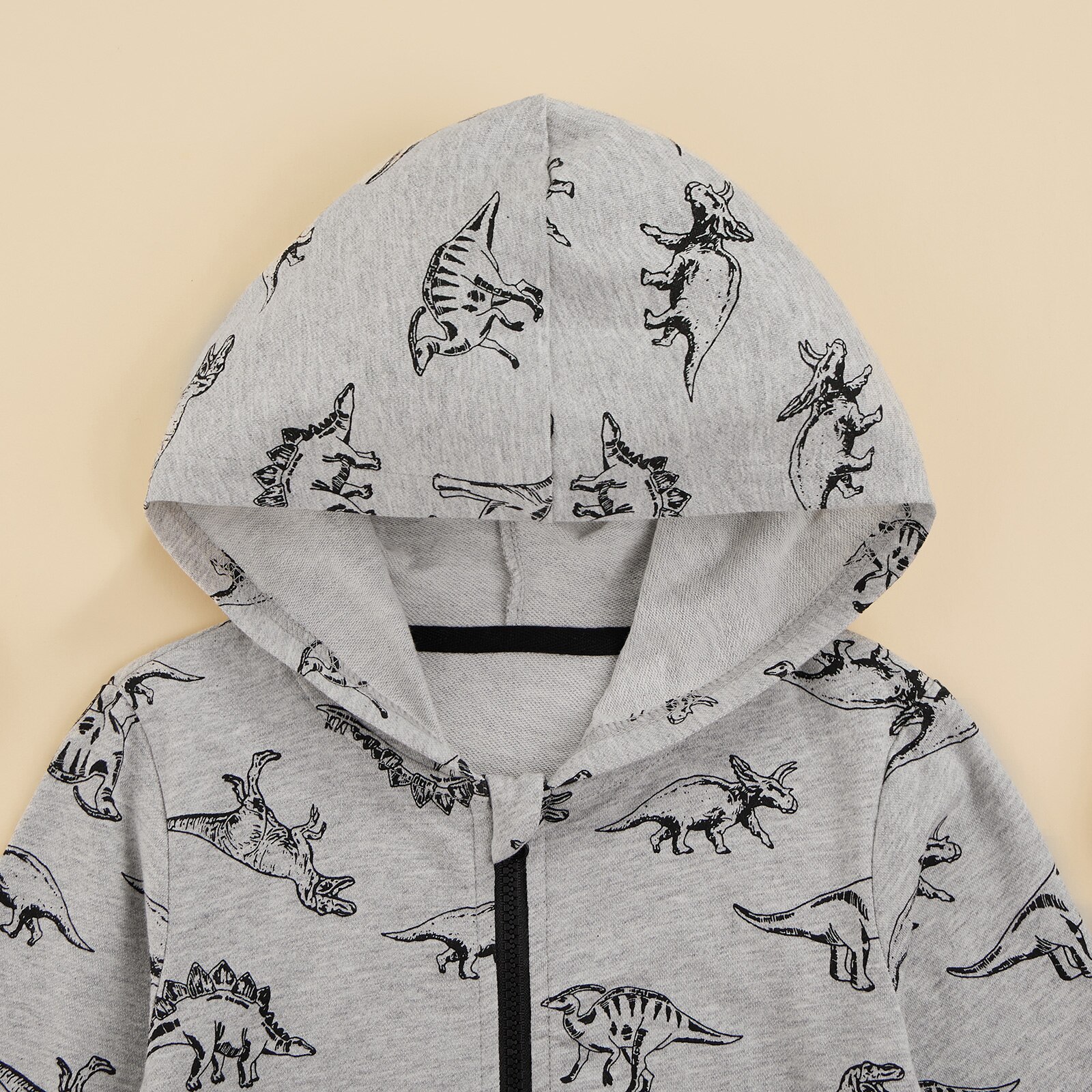 Criança meninos primavera outono jaquetas dinossauro impressão completa zíper manga longa com capuz casacos esportivos outerwear para crianças