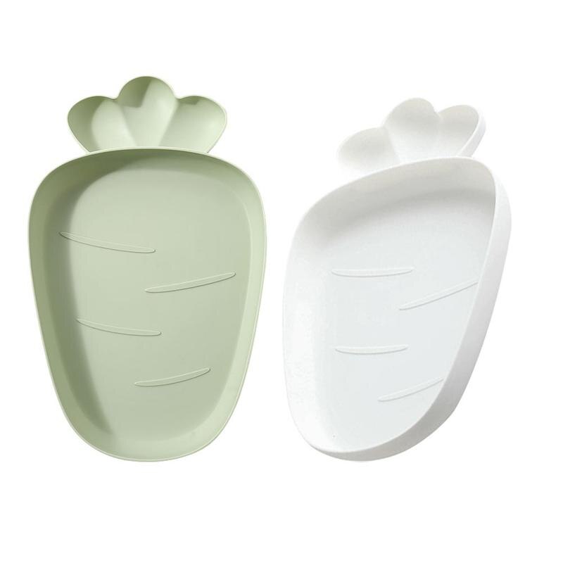 2 stk gulerod form snack fad slik frugt tallerken tør mad tallerken skål plast serveringsplade hjem dekorationer: 2 stk grøn hvid