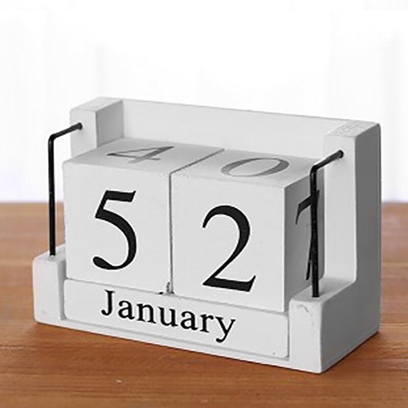 Calendario de mesa de madera decoración de encimera calendario blanco decoración de la tienda de la Escuela de la Oficina del hogar