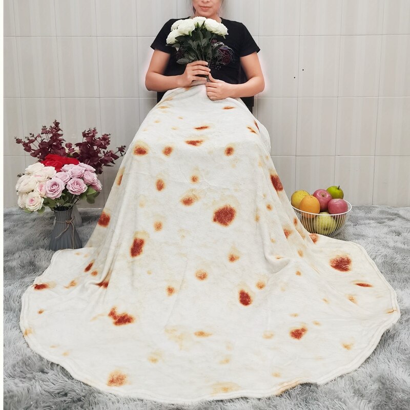 Super Soft Warm Flannel Burrito Blankets 280Gsm Round Shape Airplane Travel Throw Coral Fleece Tortilla Nap Wrap Blankets