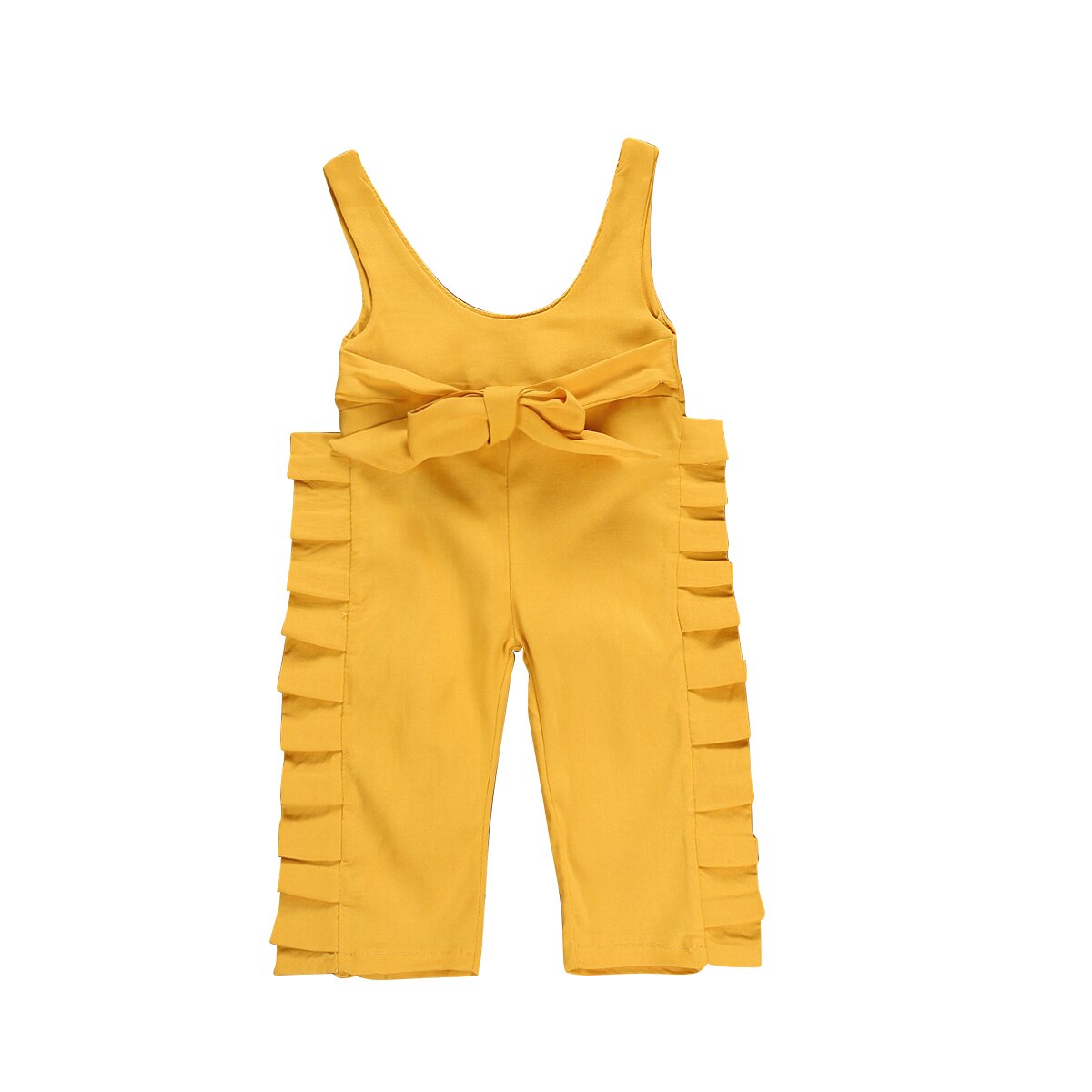 Bambino del bambino Dei Bambini Del Bambino Della Ragazza Ruffle Tute Pantaloni Della Tuta Del Pagliaccetto Tute e Salopette Outfits Vestiti Senza Maniche Solid Decor Bowknot Increspature Tuta
