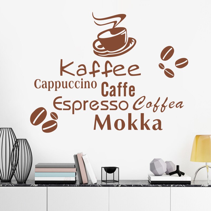 Coffee Shop Sticker Bean Milk tea Decal Cafe Cup Vinyl Art Wall Decals Decor Mural Decoration Break Coffee Glass Decals CA1006