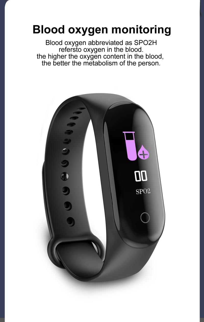 Pulsera inteligente M4 con podómetro, pantalla IPS a Color de 0,96 pulgadas, Monitor de presión arterial, rastreador deportivo de ritmo cardíaco para correr