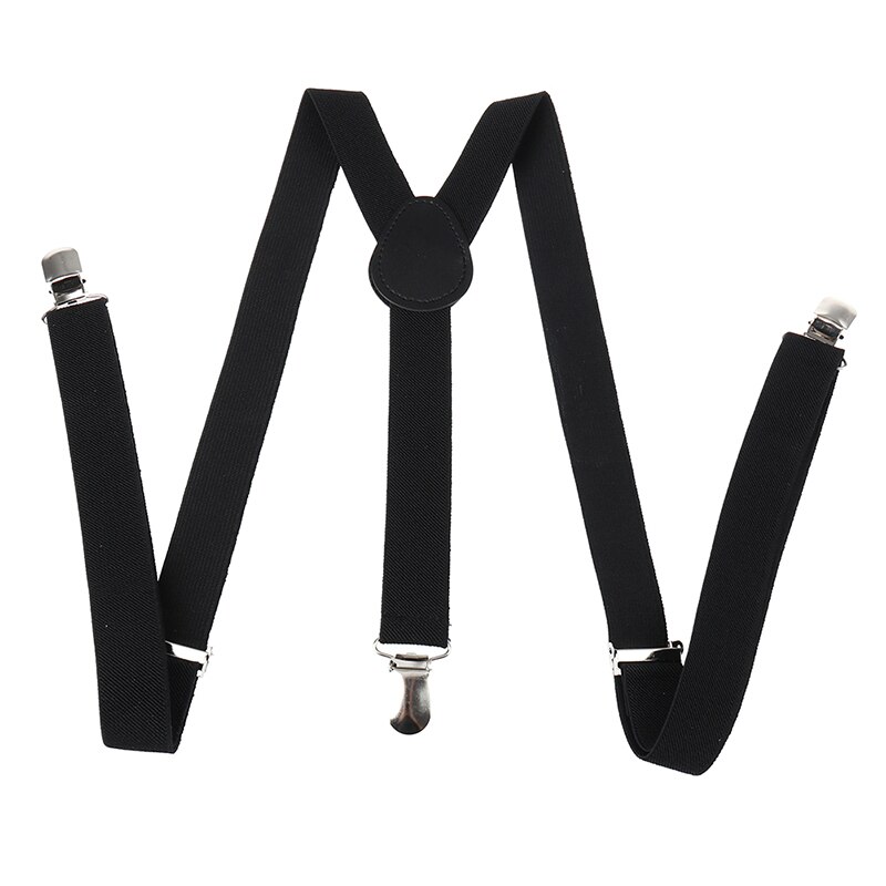 Bretelles élastiques réglables pour adultes, unisexe, femmes et hommes, en forme de Y, à clipser, pour pantalons,: Black