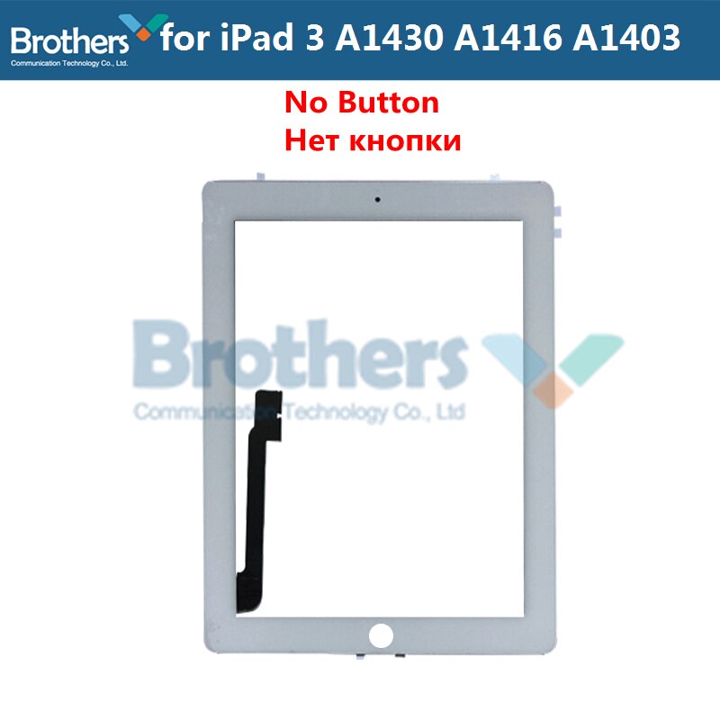 9.7 For iPad 3 A1416 A1430 A1403 Touch Screen Digitizer Sensor Glass Panel Tablet Replacement For iPad 3 Screen With Home Button: White no Button