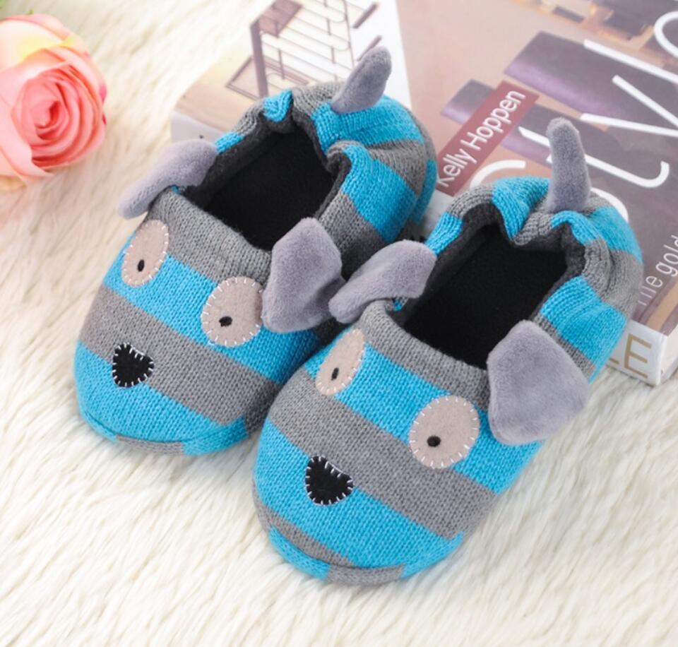 Baby thuis gebreide hond katten pantoffel warme zachte binnen vloer pantoffels jongen meisjes kinderen cartoon schoenen kinderpantoffels