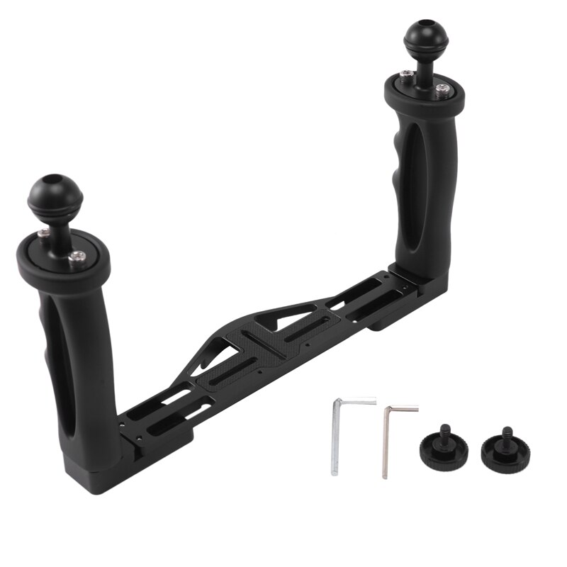 Dual Handheld Stabilizer Diving Underwater Camera Housings Tray/Grip Waterproof With Double Handle For Dome Port Waterproof Case: Default Title