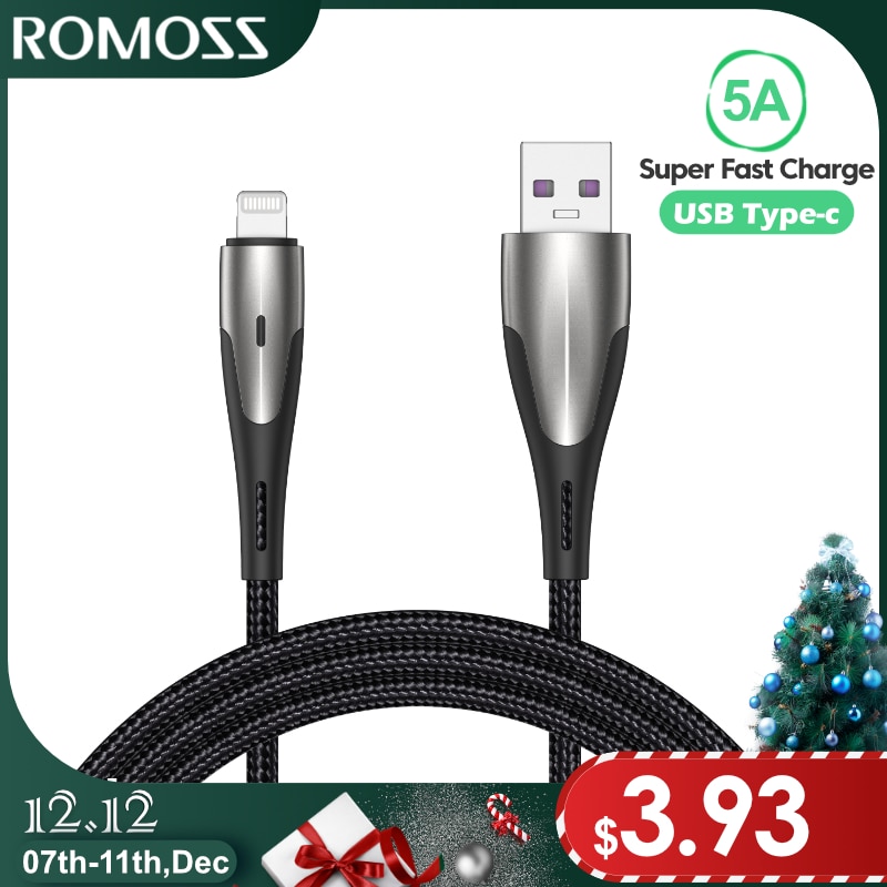 Romoss 5a usb tipo c cabo para huawei p40 pro companheiro 30 p30 pro supercharge 40w scp carregamento rápido USB-C carregador cabo de fio